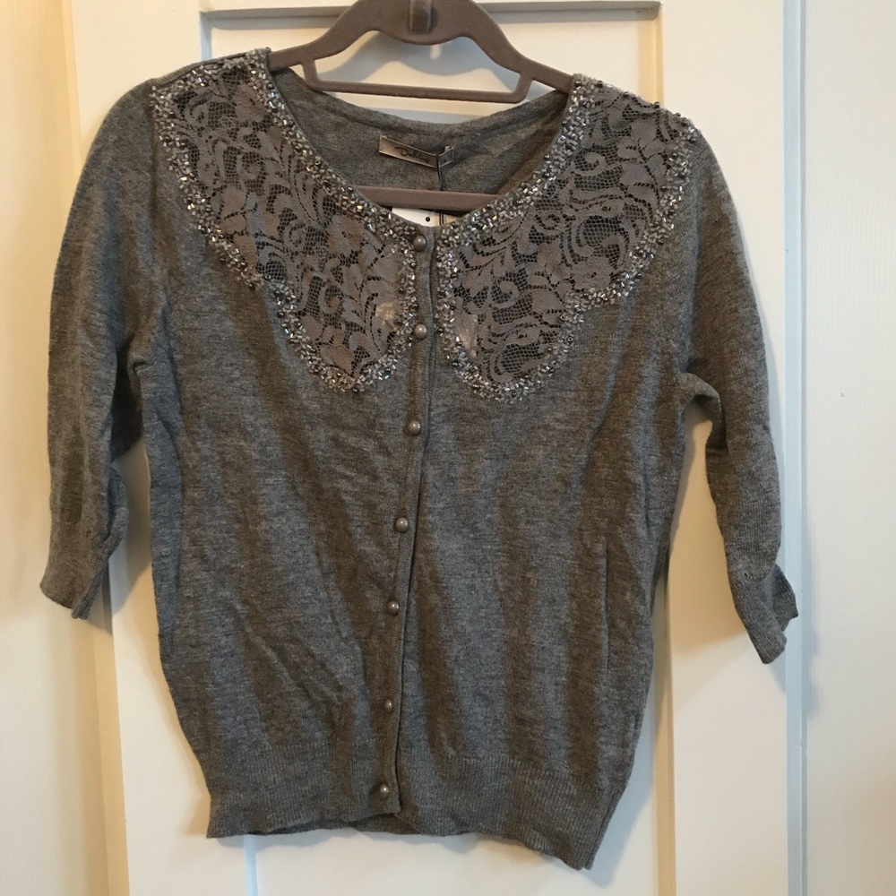 Beaded Cardi Gray